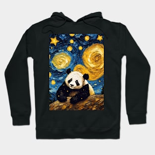 Adorable Panda Animal Painting in a Van Gogh Starry Night Art Style Hoodie